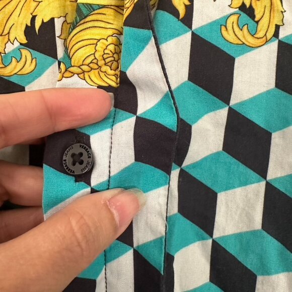 Versace Jeans Cube Baroque Print Sportshirt Button Up Shirt Size S - Picture 4 of 12